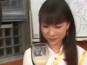 Real asian teen drink cum from a glass in reality groupsex