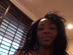 ebony babe persia tries on her new clothes for boyfriend