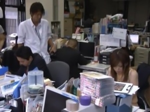 asian woman undresses at her workplace