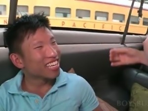 Boys bus amateur guy being seduced by a big titted slut