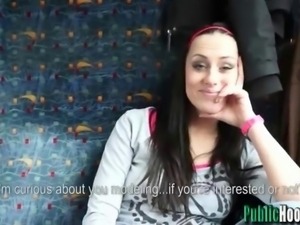 Girl on a Train Flashes her Tits for Cash