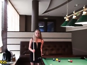 Blonde has fire in her eyes as she gets her bum hole slam fucked