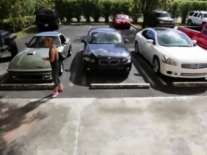 Very tight blonde slut tries to sell her car sell herself