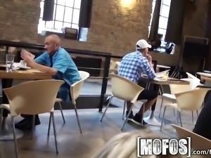 Mofos - Young couple fuck in cafe in public
