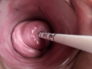 Uterus play with Japanese sounding insertion