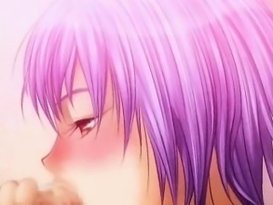 Lascive anime licking and rubbing fat cock