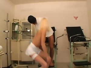 Stunning blonde nurse gives her juicy butt up for some hot plowing