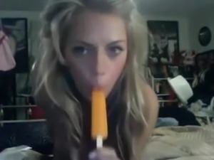 Big tits playing with popsicle