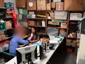 Repeat offender teen shoplifter fucks in the office