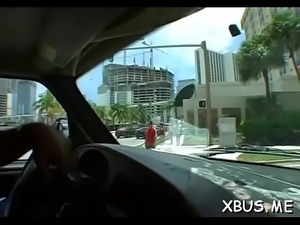 Guy picks up a honey for car sex