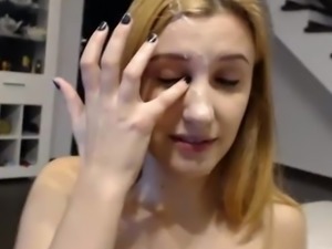 Amateur wife got her facial cumshot on webcam