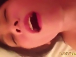 Chinese mature woman is filmed by some pervert as she dildo fucks herself