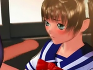 3D anime cutie gives blowjob