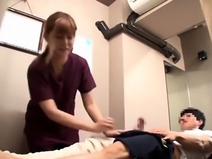 Beautiful Japanese masseuse buries a cock inside her pussy