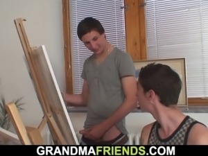 Old grandma and boys teen threesome sex