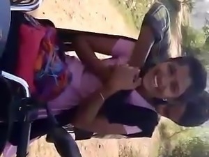 Desi college girl outdoor boobs pressing by boyfriend on bik