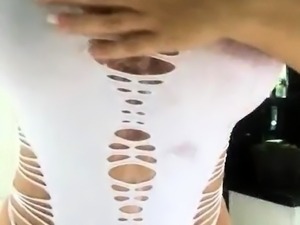Provoking milf reveals her fabulous big tits in the shower