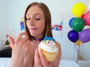 Big breasted camgirl pleases herself and blows a POV cock