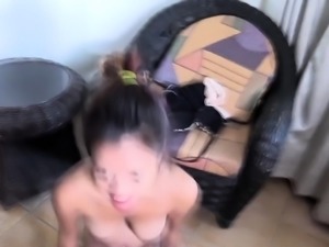 Pregnant Asian slut comes back for more of my cum