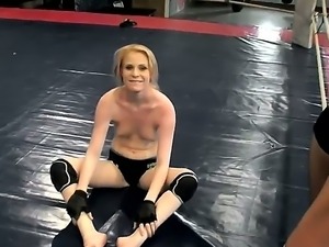 Two gals fighting inside a ring and later freaking each other sexy wet pussy.