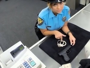 Lady police officer posing sexy on cam and gets fucked hard