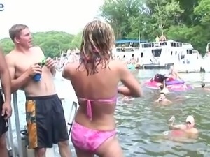 Welcome to horny summer party with lots of playful bikini whores