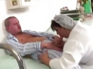 Mature anal nurse and patient in the hospital.