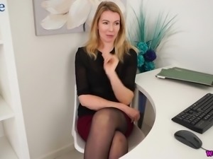 Hannah Z is lusty all alone secretary who brags of her tits and long legs