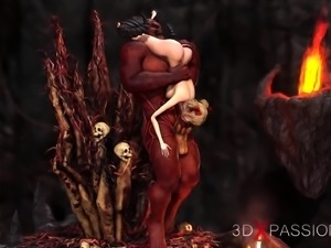 Devil fucks hard a hot teen schoolgirl in the dark inferno