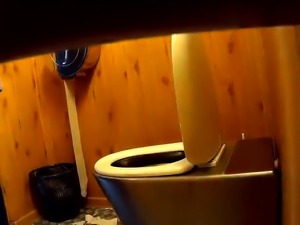 Toilet voyeur spying on hot amateur babe with a lovely ass