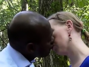 Horny mom fucked and facialized by a black bull in the woods